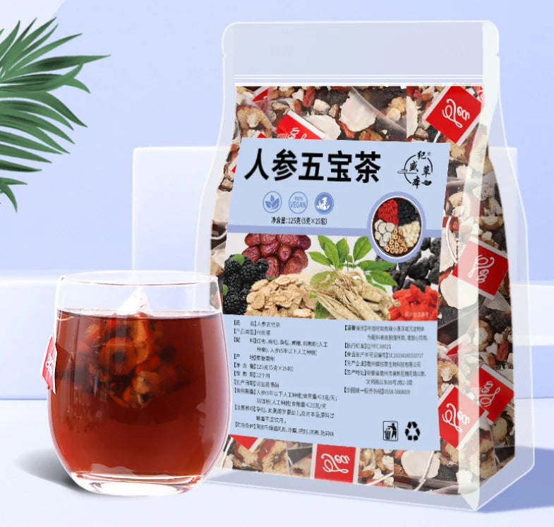 ThÃ© aux 5 TrÃ©sors au Ginseng â€“ Sachet 125g et tasse infusÃ©e